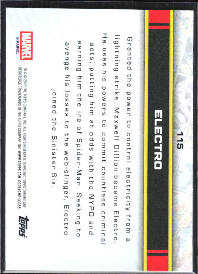 Electro 2026 Chrome Marvel #115 – baksida