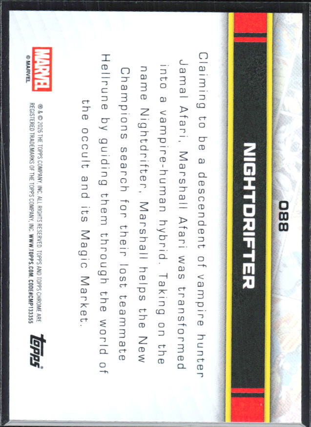 Nightdrifter 2026 Chrome Marvel #088 – baksida