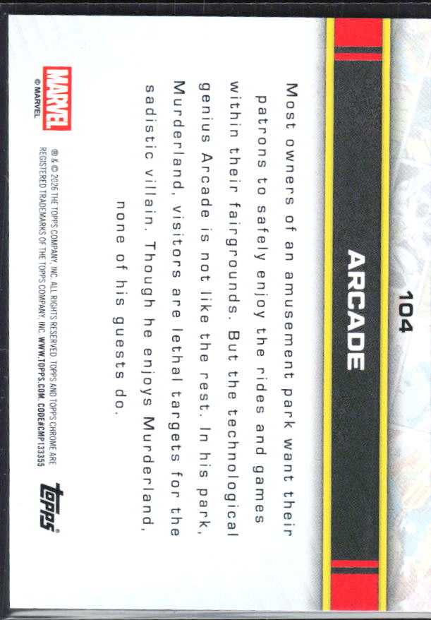 Arcade 2026 Chrome Marvel #104 – baksida