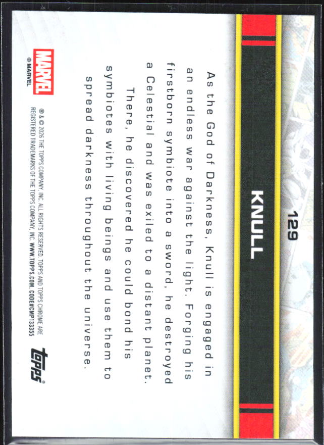 Knull 2026 Chrome Marvel #129 – baksida