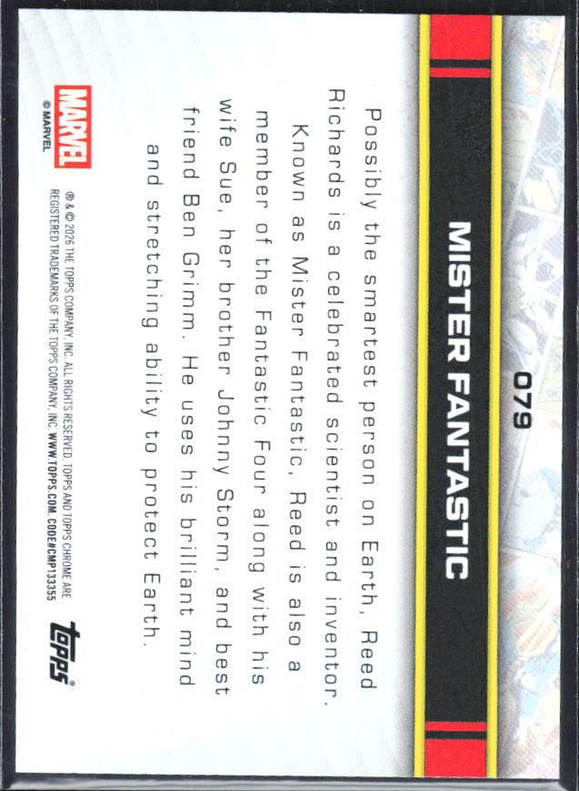 Mister Fantastic 2026 Chrome Marvel #079 – baksida