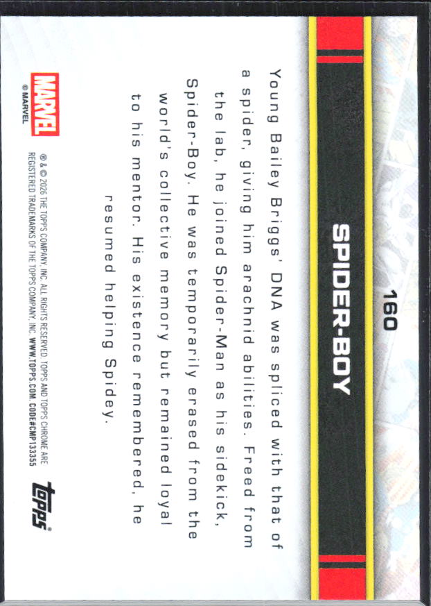 Spider-Boy 2026 Chrome Marvel #160 – baksida