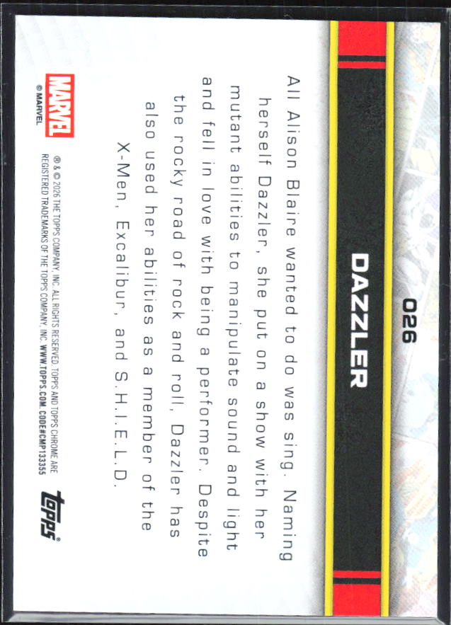 Dazzler 2026 Chrome Marvel #026 – baksida