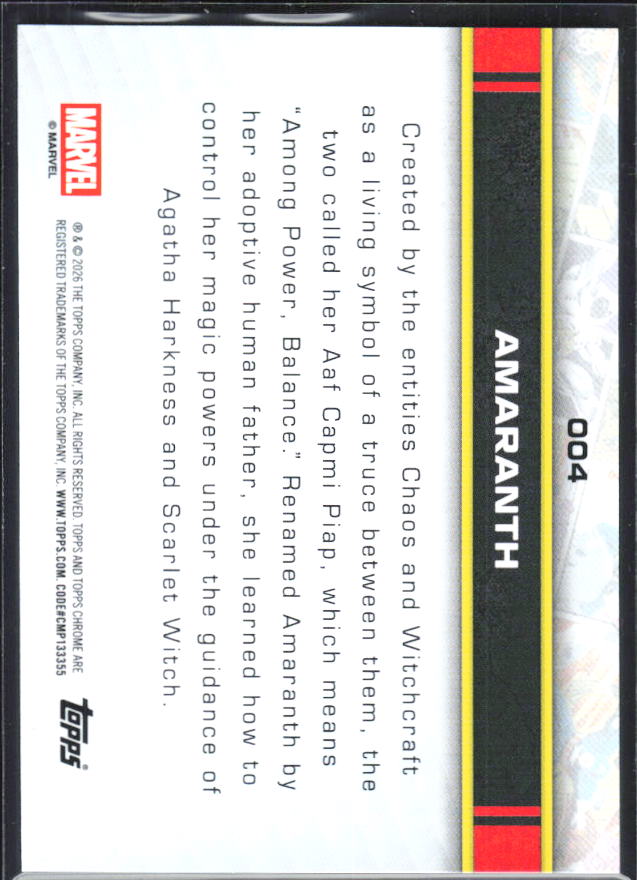 Amaranth 2026 Chrome Marvel #004 – baksida