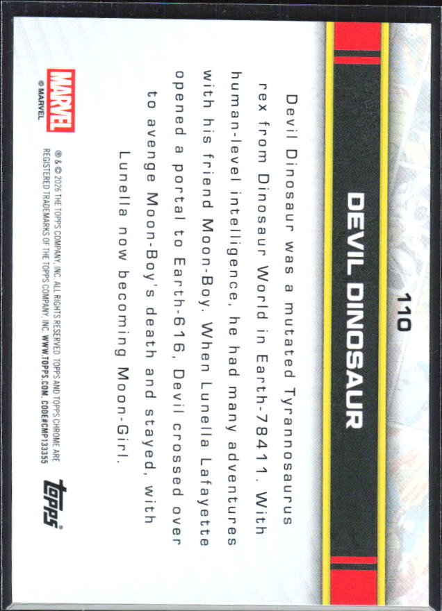 Devil Dinosaur 2026 Chrome Marvel #110 – baksida