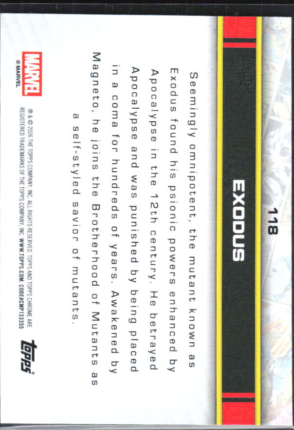 Exodus 2026 Chrome Marvel #118 – baksida