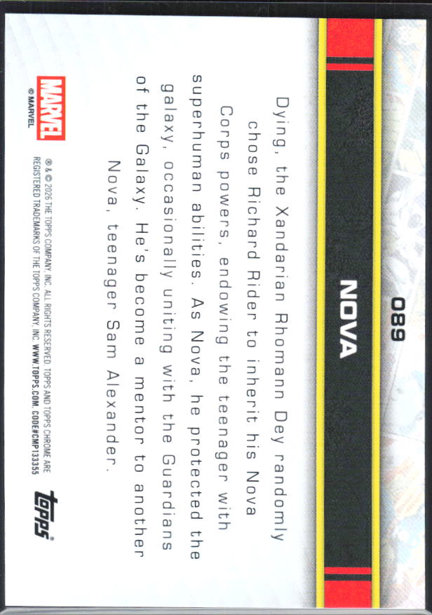 Nova 2026 Chrome Marvel #089 – baksida