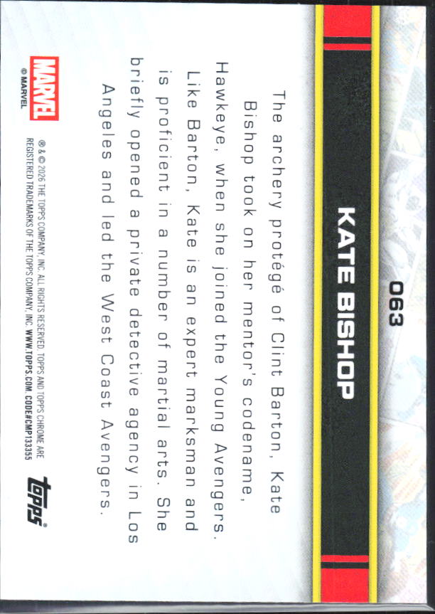 Kate Bishop 2026 Chrome Marvel #063 – baksida