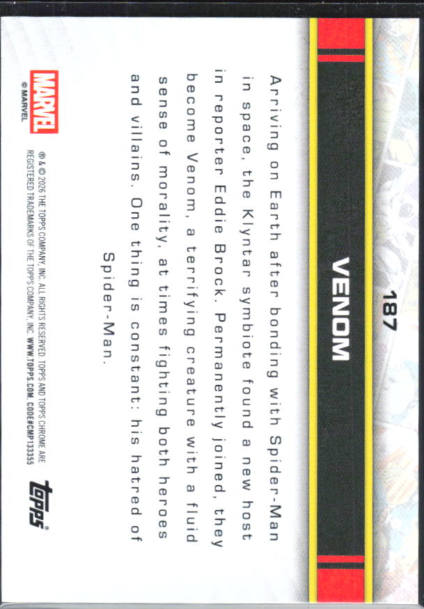 Venom 2026 Chrome Marvel #187 – baksida