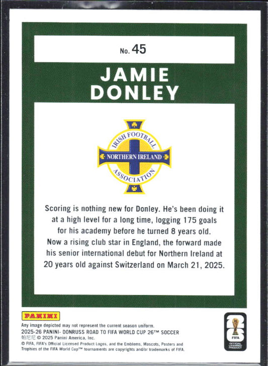 Jamie Donley 2025-26 Donruss Road to FIFA World Cup #45 – baksida
