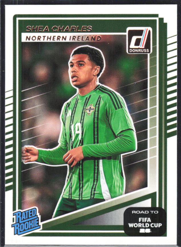 Shea Charles 2025-26 Donruss Road to FIFA World Cup Rated Rookie #222 – framsida