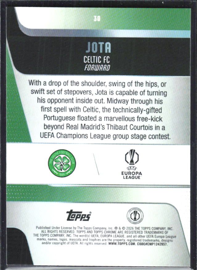 Jota 2025-26 Chrome UEFA #30 – baksida