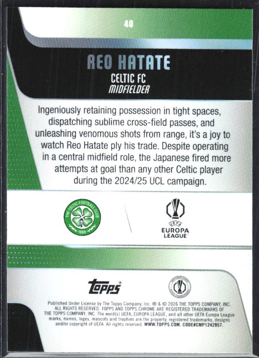 Reo Hatate 2025-26 Chrome UEFA #40 – baksida