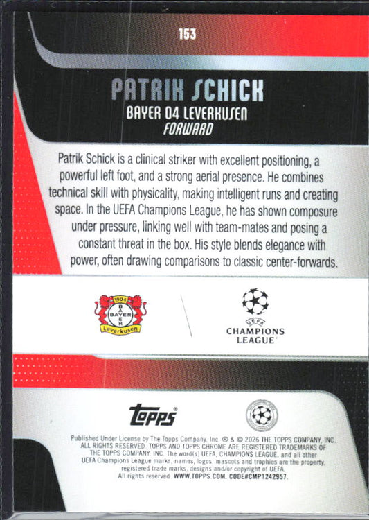 Patrik Schick 2025-26 Chrome UEFA #153 – baksida