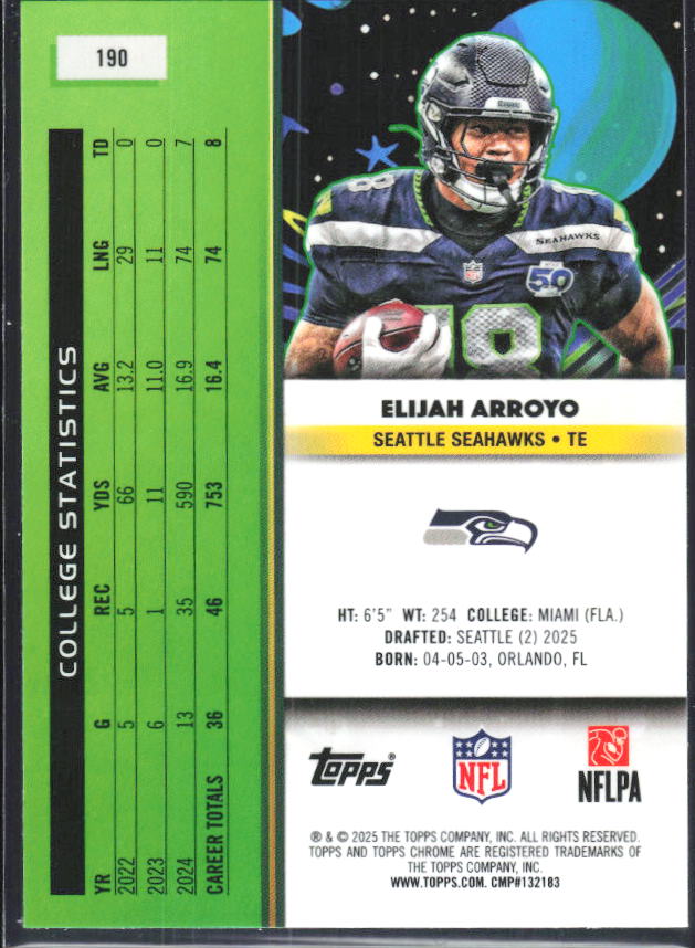 Elijah Arroyo 2025 Cosmic Chrome #190 – baksida