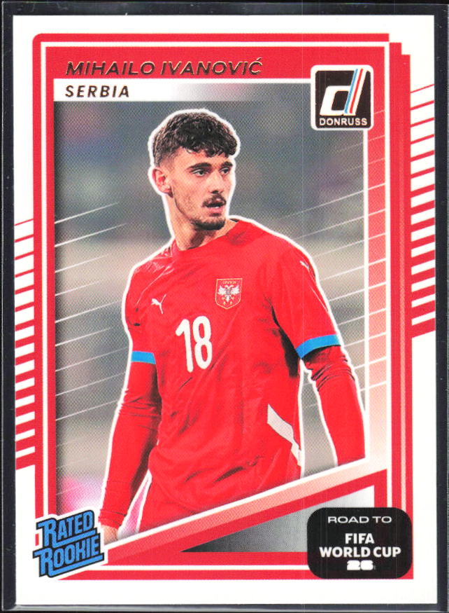 Mihailo Ivanović 2025-26 Donruss Road to FIFA World Cup Rated Rookie #239 – framsida