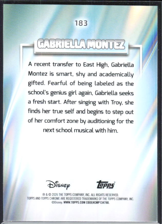Gabriella Montez 2026 Chrome Disney #183 – baksida