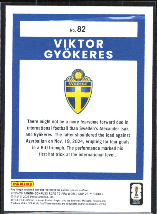 Viktor Gyökeres 2025-26 Donruss Road to FIFA World Cup #82 – baksida