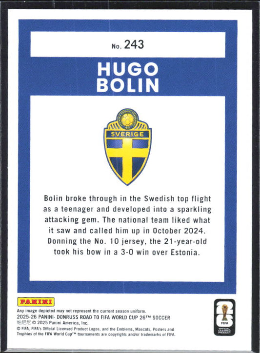 Hugo Bolin 2025-26 Donruss Road to FIFA World Cup Rated Rookie #243 – baksida