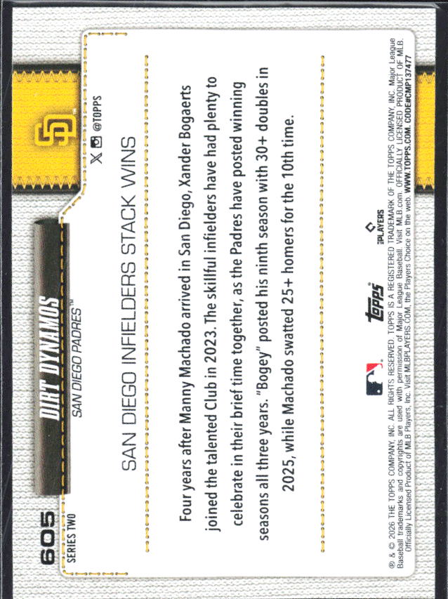 Dirt Dawgs 2026 Series 2 #605 – baksida