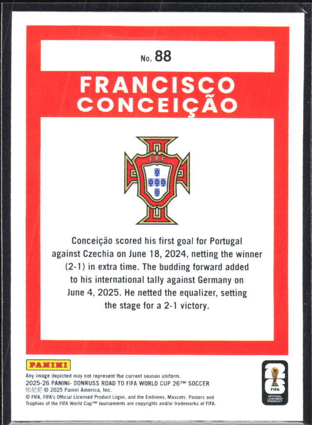 Francisco Conceição 2025-26 Donruss Road to FIFA World Cup #88 – baksida