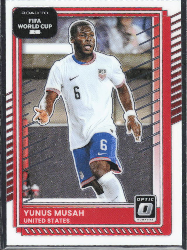 Yunus Musah 2025-26 Donruss Road to FIFA World Cup Optic #20 – framsida