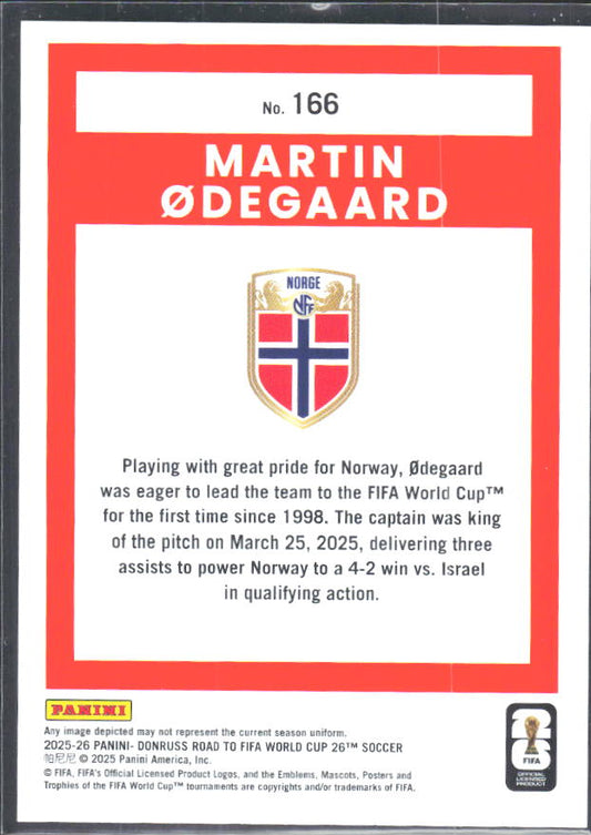 Martin Ødegaard 2025-26 Donruss Road to FIFA World Cup #166 – baksida
