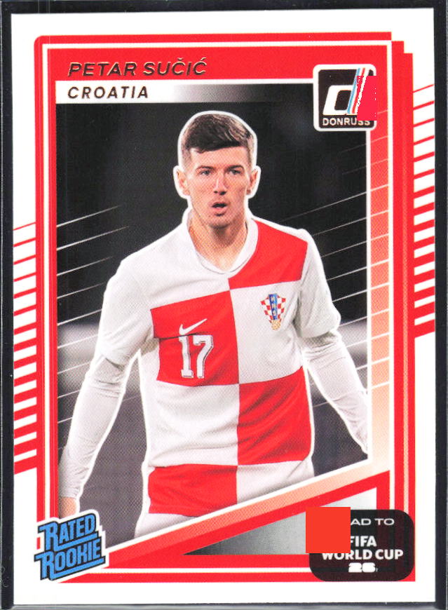 Petar Sučić 2025-26 Donruss Road to FIFA World Cup Rated Rookie #205 – framsida