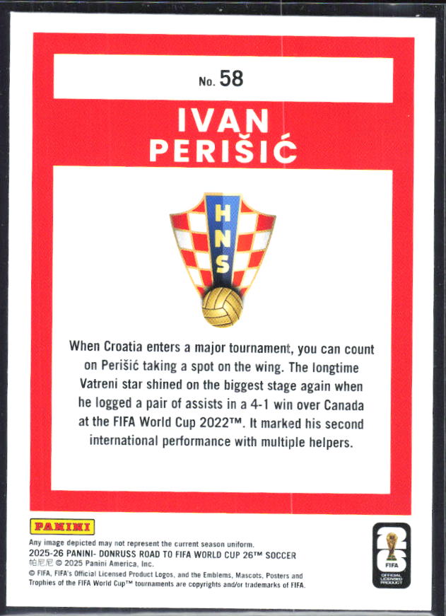 Ivan Perišić 2025-26 Donruss Road to FIFA World Cup #58 – baksida