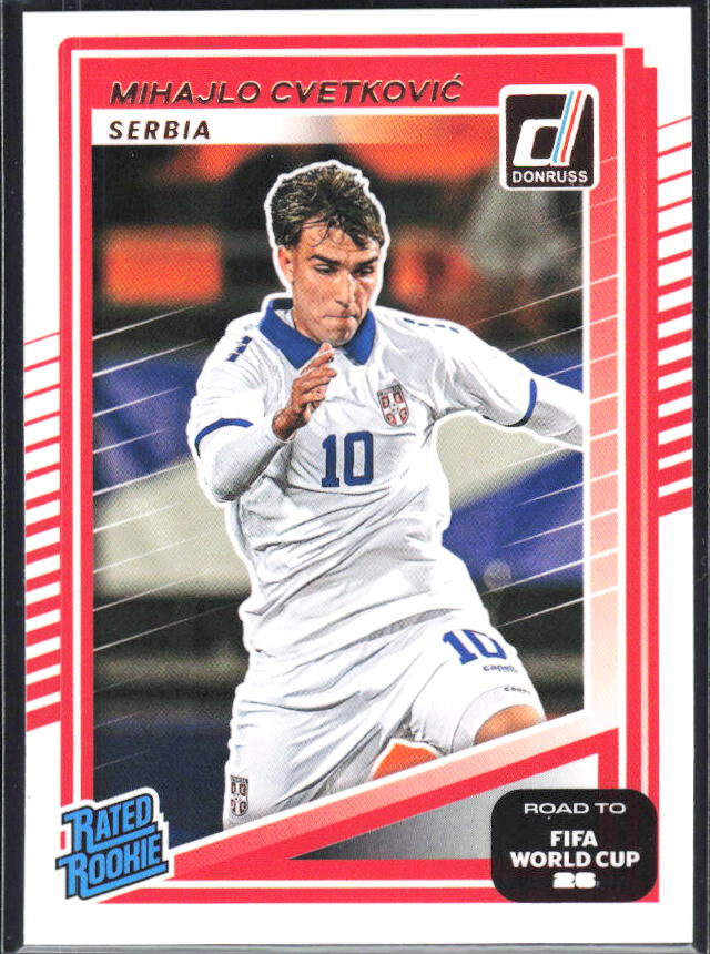 Mihajlo Cvetković 2025-26 Donruss Road to FIFA World Cup Rated Rookie #240 – framsida