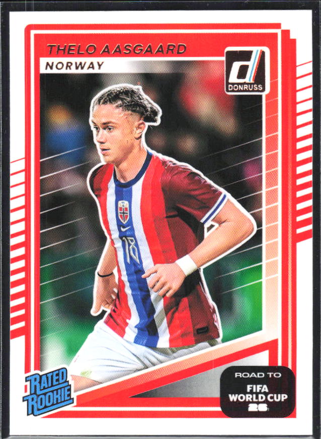 Thelo Aasgaard 2025-26 Donruss Road to FIFA World Cup Rated Rookie #224 – framsida