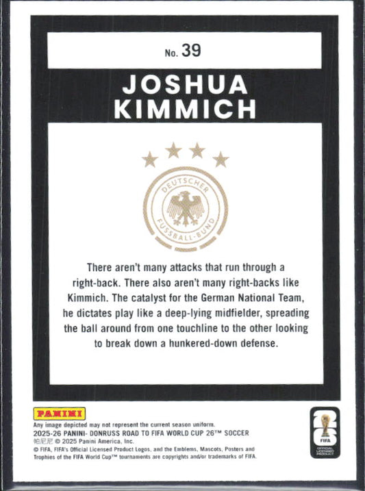 Joshua Kimmich 2025-26 Donruss Road to FIFA World Cup Optic #39 – baksida