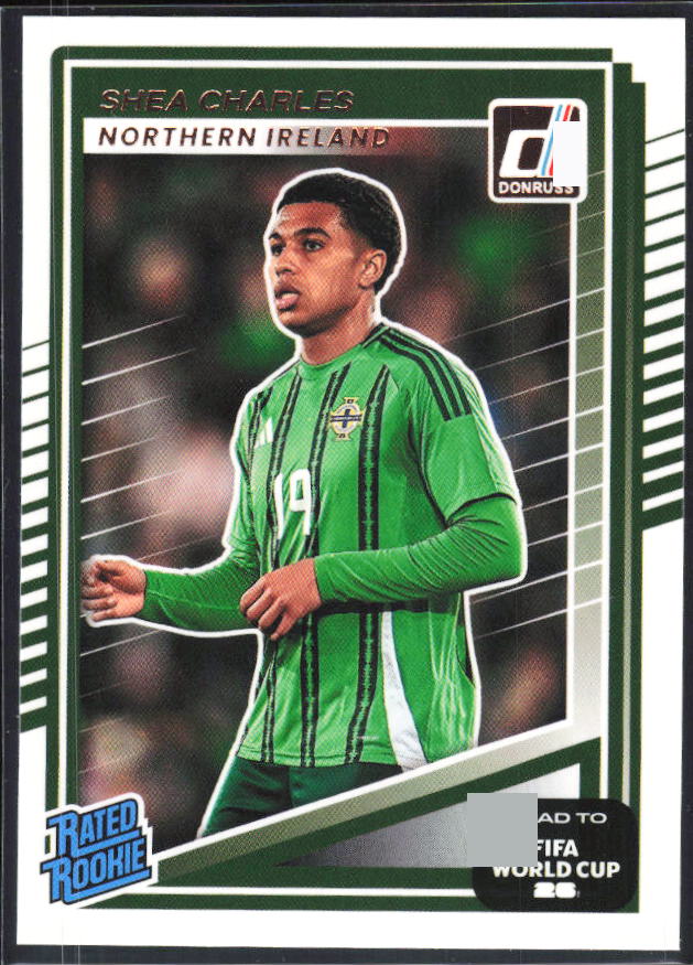 Shea Charles 2025-26 Donruss Road to FIFA World Cup Rated Rookie #222 – framsida