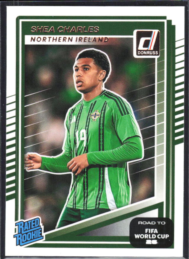 Shea Charles 2025-26 Donruss Road to FIFA World Cup Rated Rookie #222 – framsida