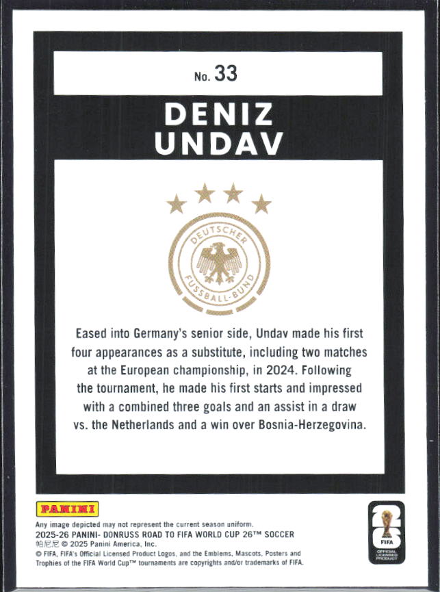 Deniz Undav 2025-26 Donruss Road to FIFA World Cup #33 – baksida