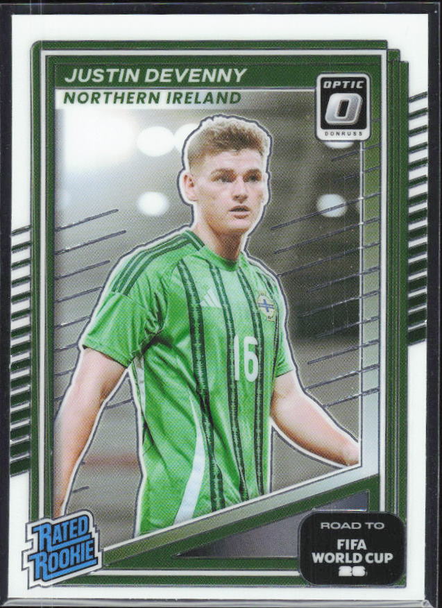 Justin Devenny 2025-26 Donruss Road to FIFA World Cup Optic Rated Rookie #220 – framsida
