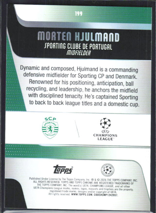 Morten Hjulmand 2025-26 Chrome UEFA #199 – baksida