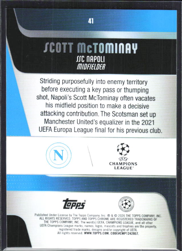 Scott McTominay 2025-26 Chrome UEFA #41 – baksida