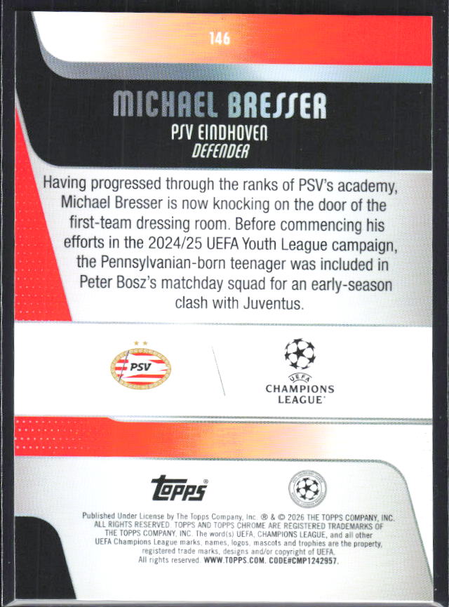 Michael Bresser 2025-26 Chrome UEFA #146 – baksida