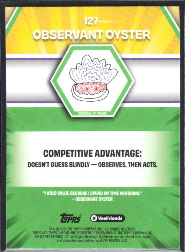 Observant Oyster 2026 Chrome VeeFriends Yellow Refractor #127 – baksida