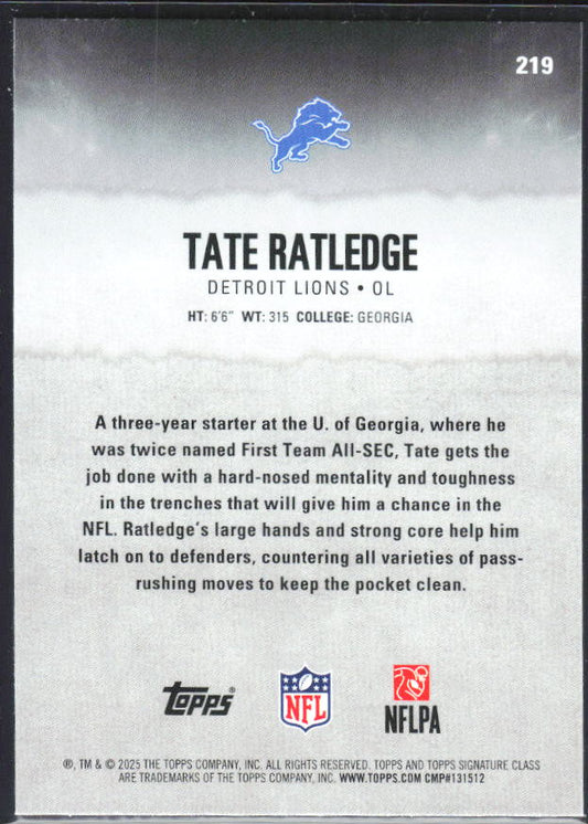 Tate Ratledge 2025 Signature Class #219 – baksida