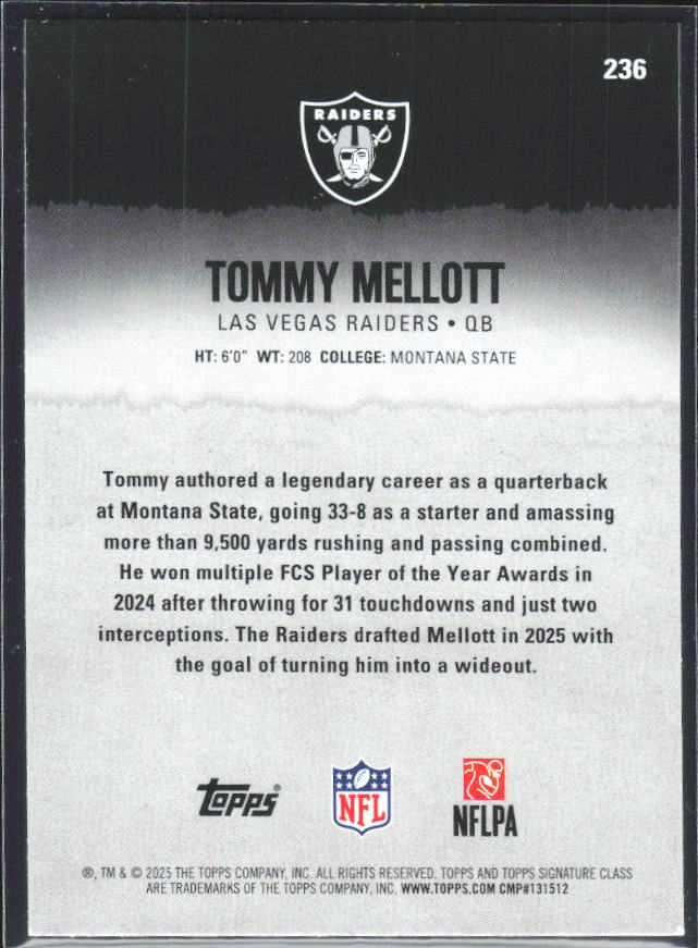 Tommy Mellott 2025 Signature Class #236 – baksida