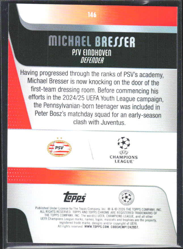 Michael Bresser 2025-26 Chrome UEFA #146 – baksida