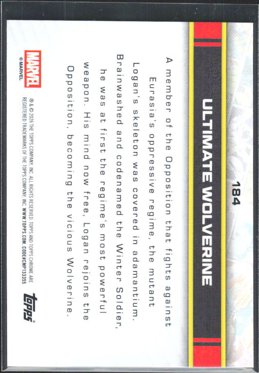Ultimate Wolverine 2026 Chrome Marvel #184 – baksida