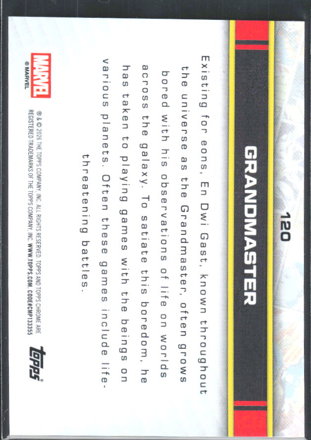 Grandmaster 2026 Chrome Marvel #120 – baksida