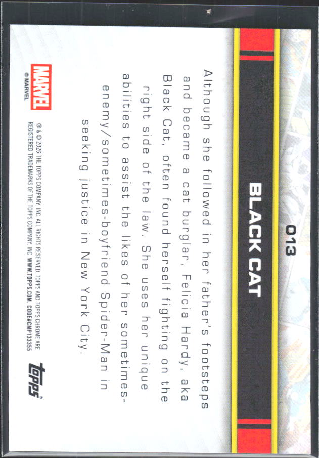 Black Cat 2026 Chrome Marvel #013 – baksida