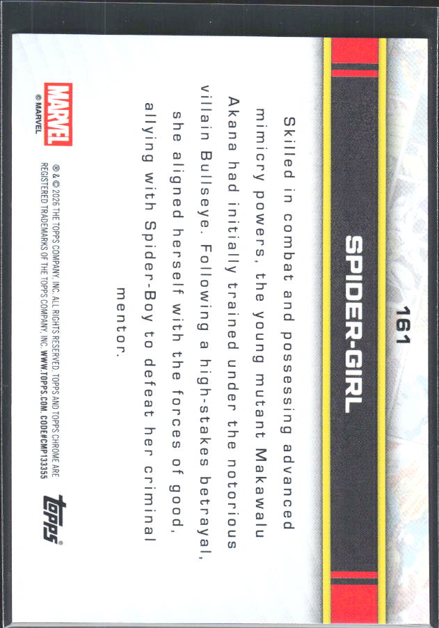 Spider-Girl 2026 Chrome Marvel #161 – baksida