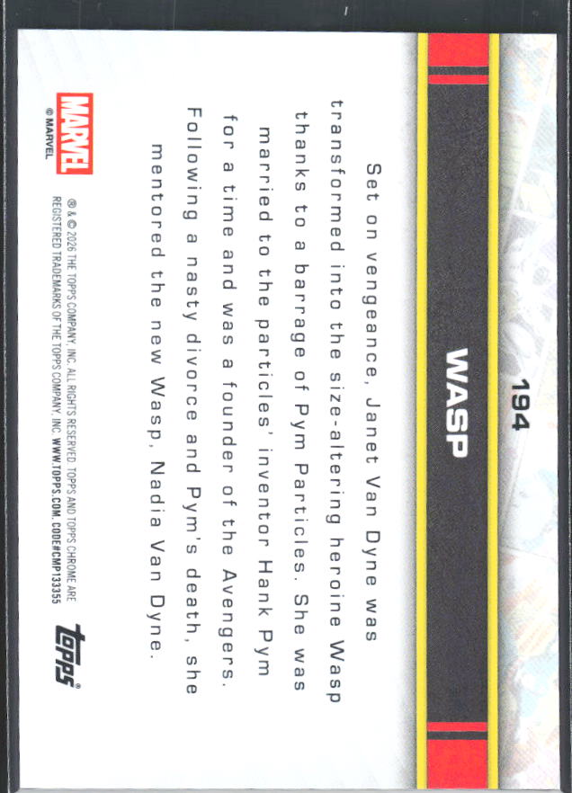 Wasp 2026 Chrome Marvel #194 – baksida