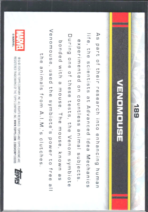 Venomouse 2026 Chrome Marvel #189 – baksida