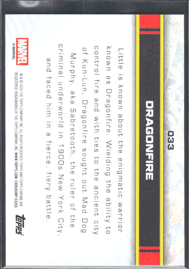Dragonfire 2026 Chrome Marvel #033 – baksida